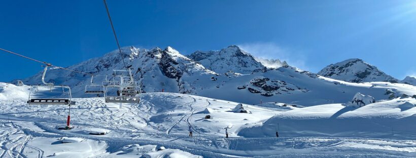 snow-covered slopes of french ski resort